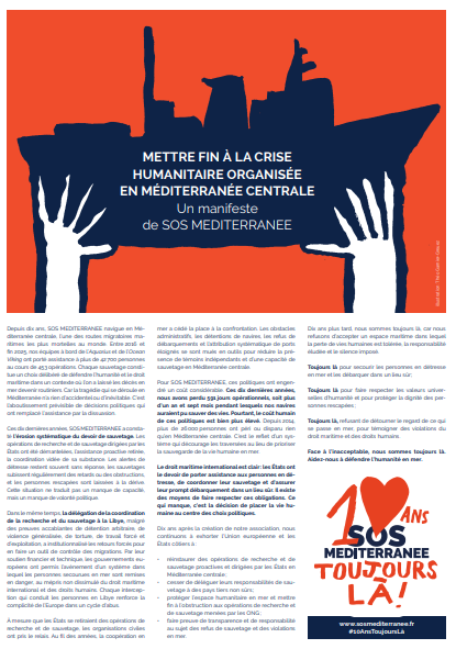 Aperçu du manifeste SOS MEDITERRANEE